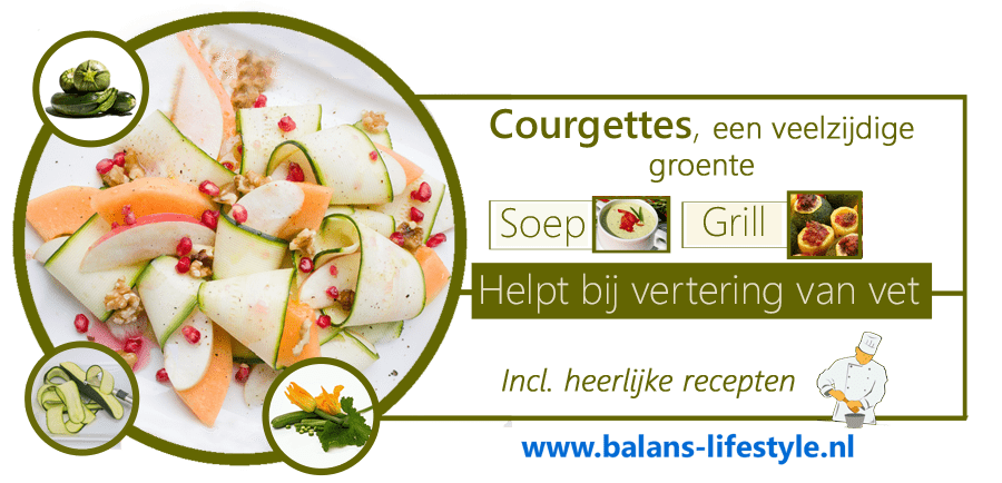 Courgette, vetvertering, recepten, cholesterol